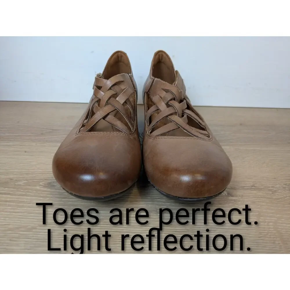 Rockport Cobb Hill Leather Wedge Heels 9.5 Brown Mary Jane Strappy Comfort Shoe